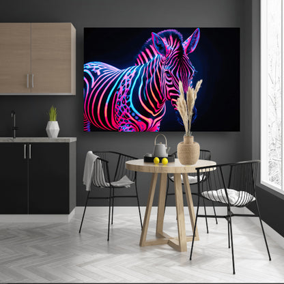 Futuristische neon zebra kunstafbeelding poster