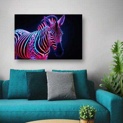 Futuristische neon zebra kunstafbeelding poster