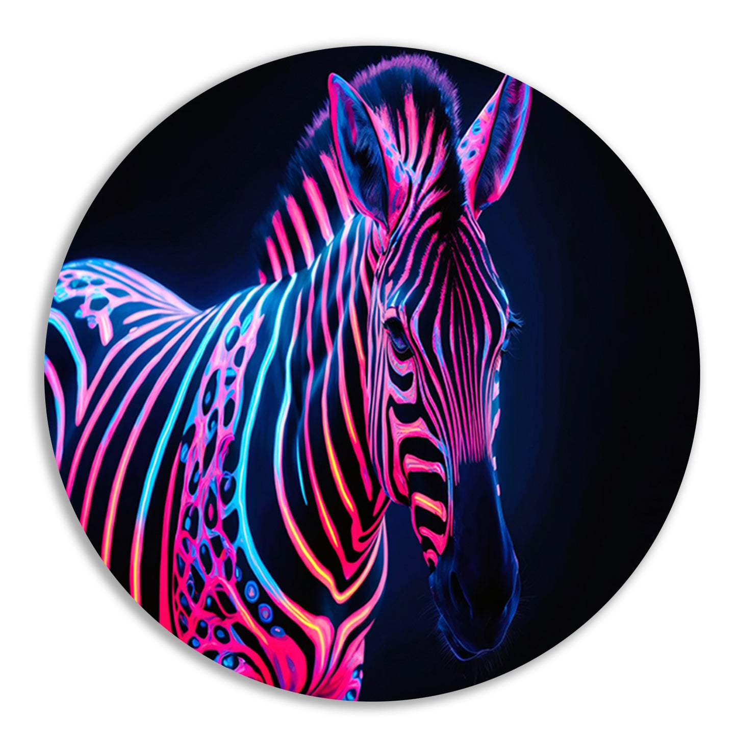 Futuristische neon zebra kunstafbeelding forex muurcirkel