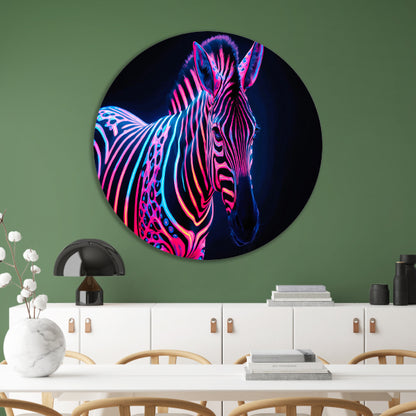Futuristische neon zebra kunstafbeelding forex muurcirkel