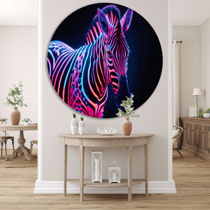 Futuristische neon zebra kunstafbeelding forex muurcirkel
