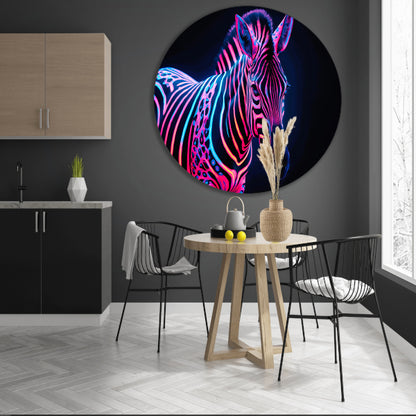Futuristische neon zebra kunstafbeelding forex muurcirkel