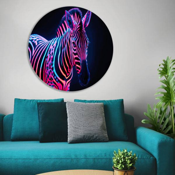 Futuristische neon zebra kunstafbeelding forex muurcirkel