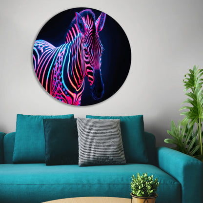 Futuristische neon zebra kunstafbeelding forex muurcirkel