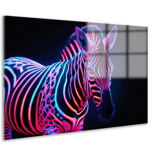 Futuristische neon zebra kunstafbeelding acrylglas