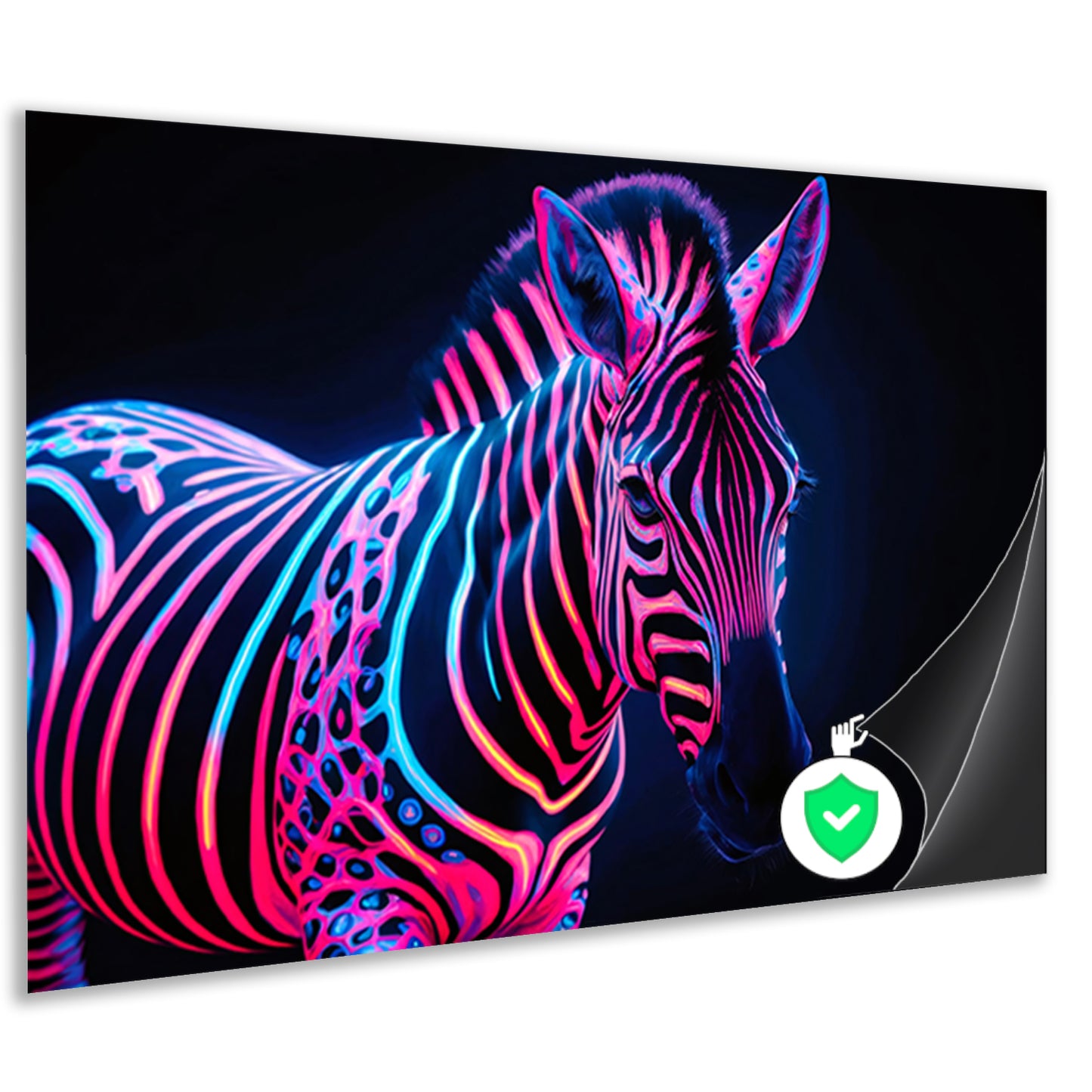 Futuristische neon zebra kunstafbeelding poster