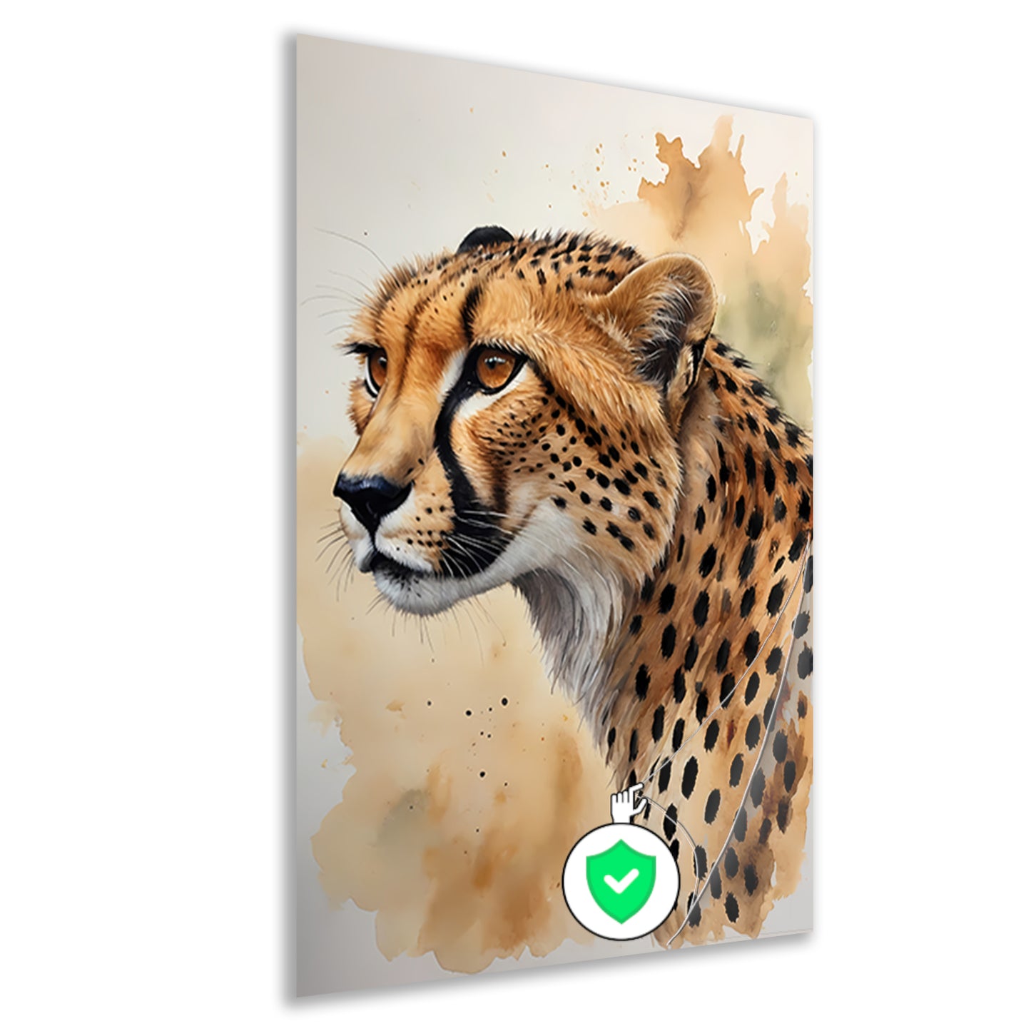 Waterverf Cheetah Portret in Kleur poster
