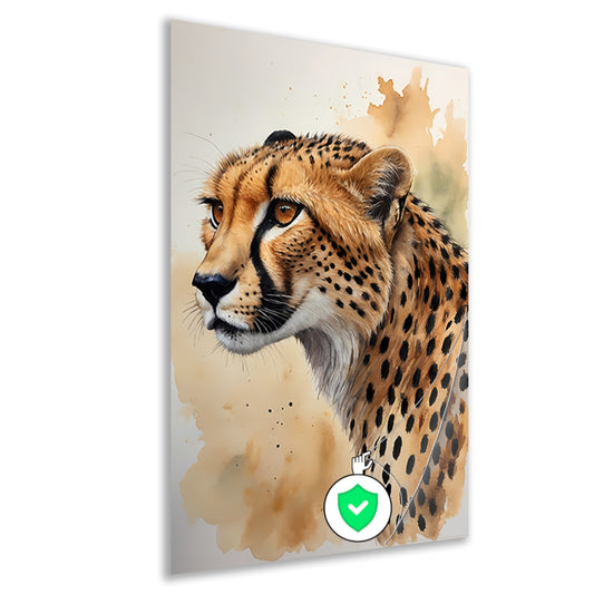 Waterverf Cheetah Portret in Kleur poster