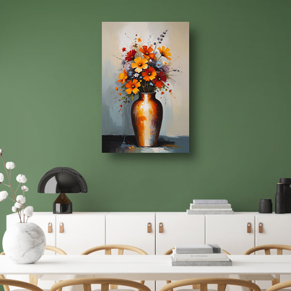 Moderne Impressionistische Bloemen in Vaas canvas