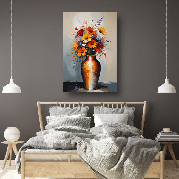 Moderne Impressionistische Bloemen in Vaas canvas