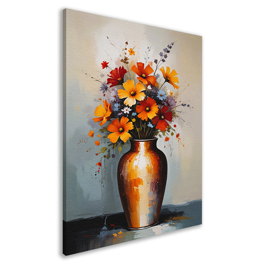 Moderne Impressionistische Bloemen in Vaas canvas