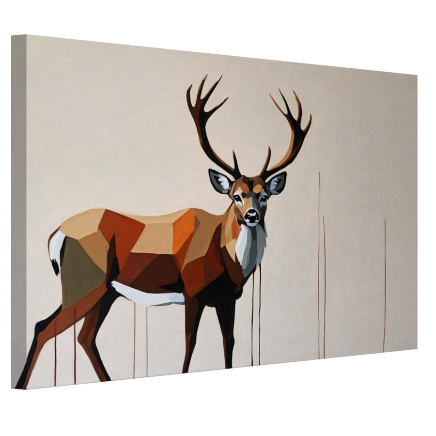Geometrisch Portret van een Majestueus Hert canvas