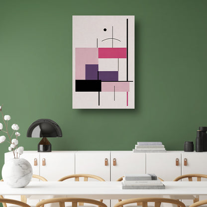 Abstracte composities met roze en paars canvas