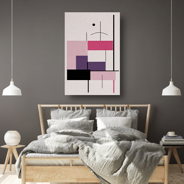 Abstracte composities met roze en paars canvas
