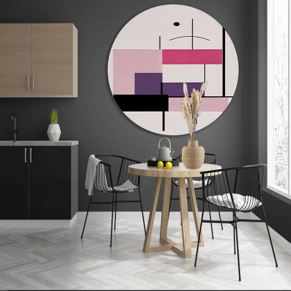 Abstracte composities met roze en paars forex muurcirkel