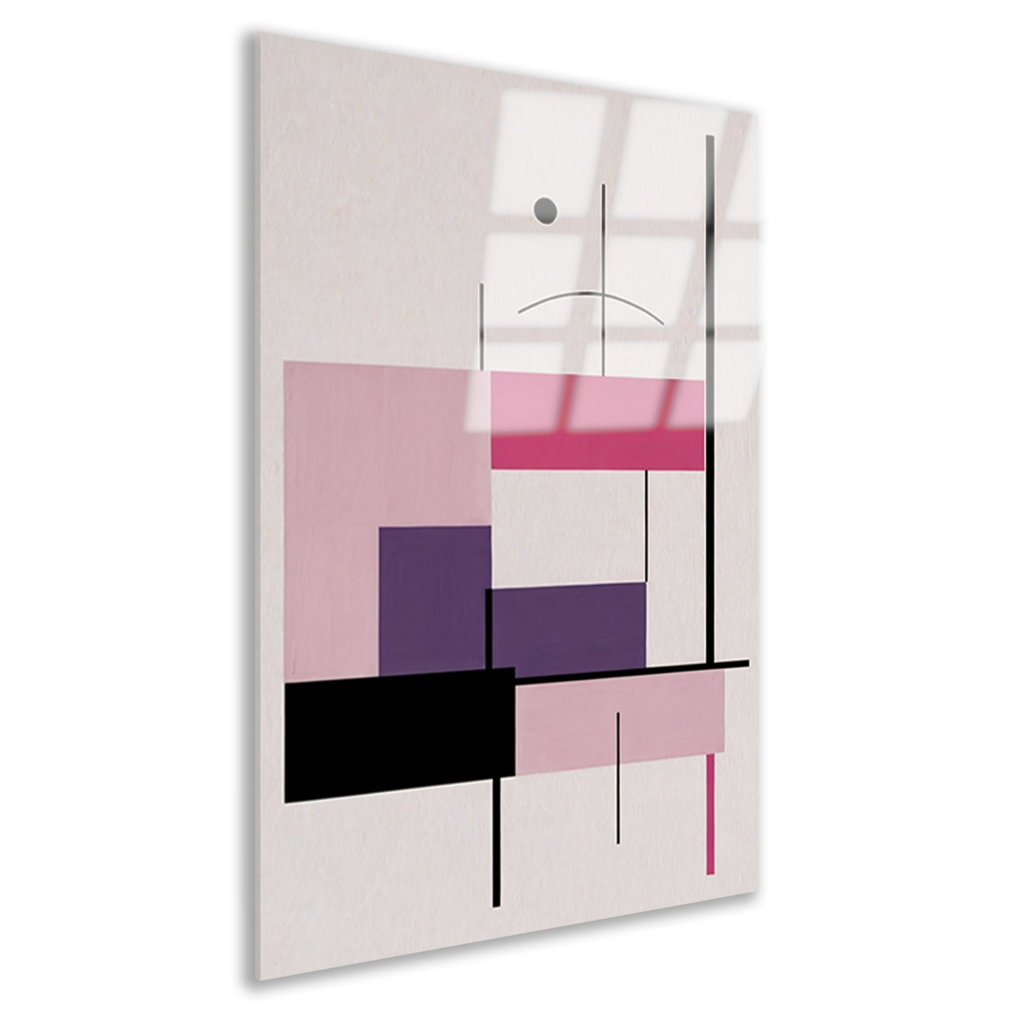 Abstracte composities met roze en paars acrylglas