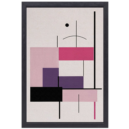 Abstracte composities met roze en paars canvas met baklijst