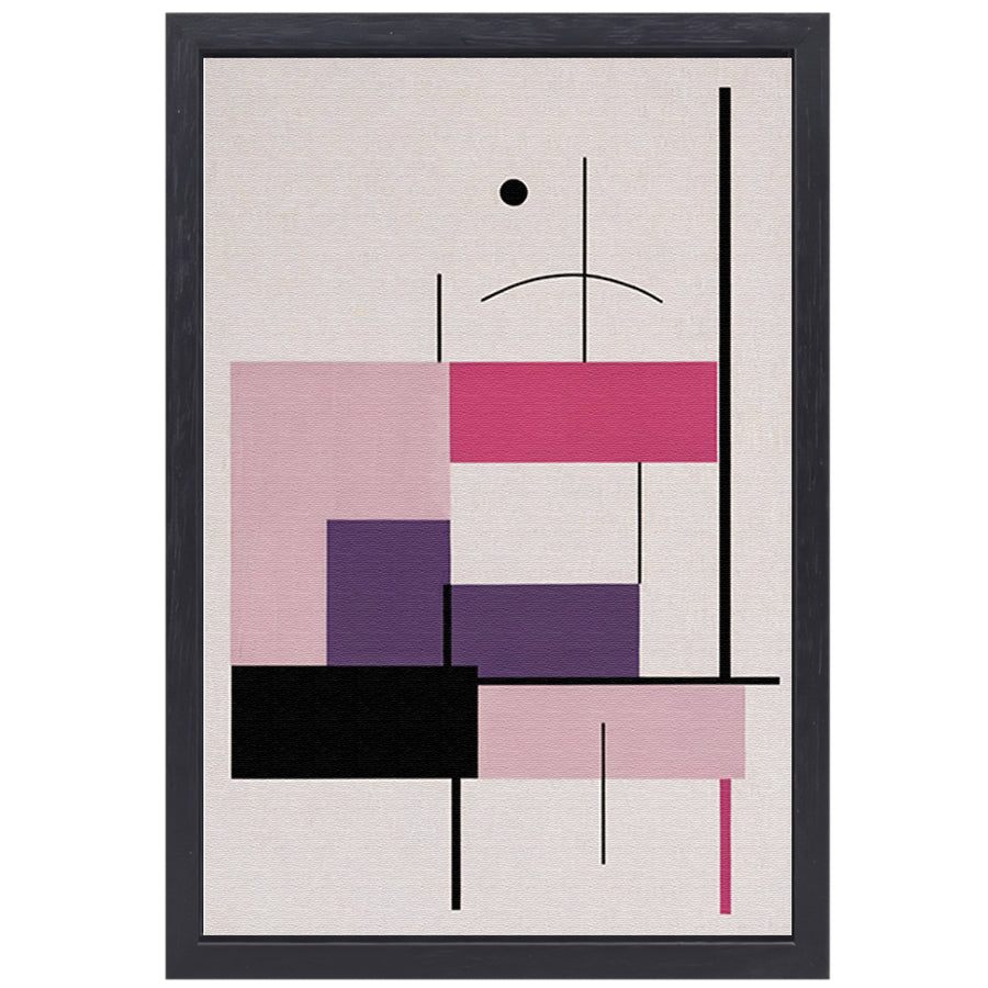 Abstracte composities met roze en paars canvas met baklijst