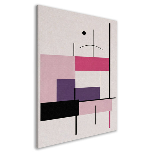 Abstracte composities met roze en paars canvas