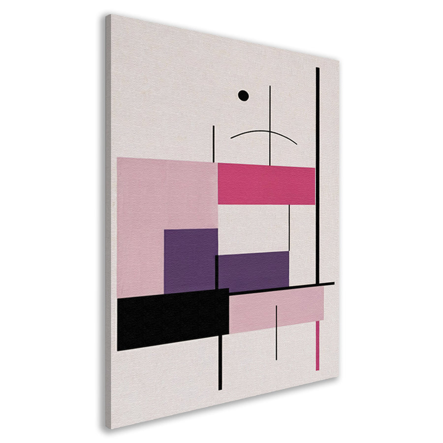 Abstracte composities met roze en paars canvas