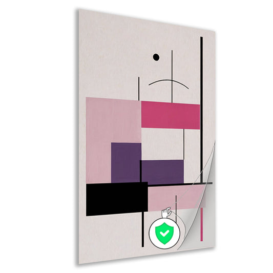 Abstracte composities met roze en paars poster