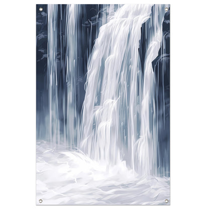 Digitale Kunst: Waterval in Monochrome Tinten tuinposter