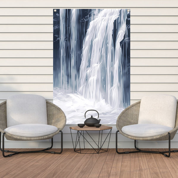 Digitale Kunst: Waterval in Monochrome Tinten tuinposter