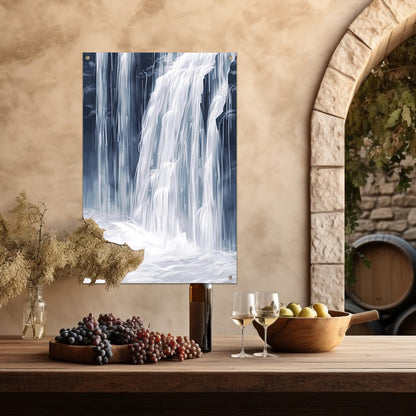 Digitale Kunst: Waterval in Monochrome Tinten tuinposter