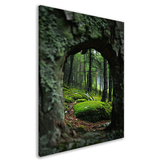 Doorkijkje naar een Mossig Bos canvas