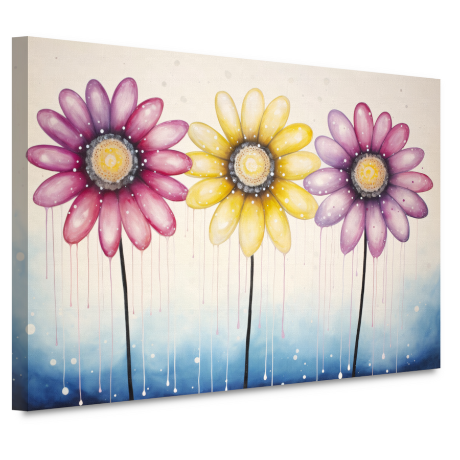 Blauwe bloemen op witte achtergrond canvas