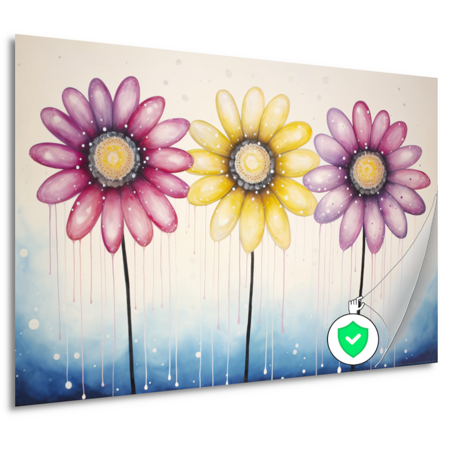 Blauwe bloemen op witte achtergrond poster