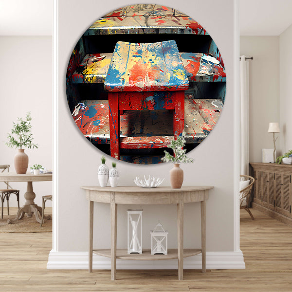 Piet Mondriaan Abstract Trap aluminium muurcirkel