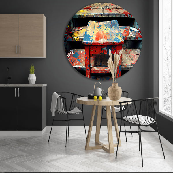 Piet Mondriaan Abstract Trap aluminium muurcirkel