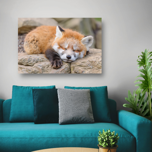 Ontspannende Rode Vos in Natuurlijke Habitat canvas