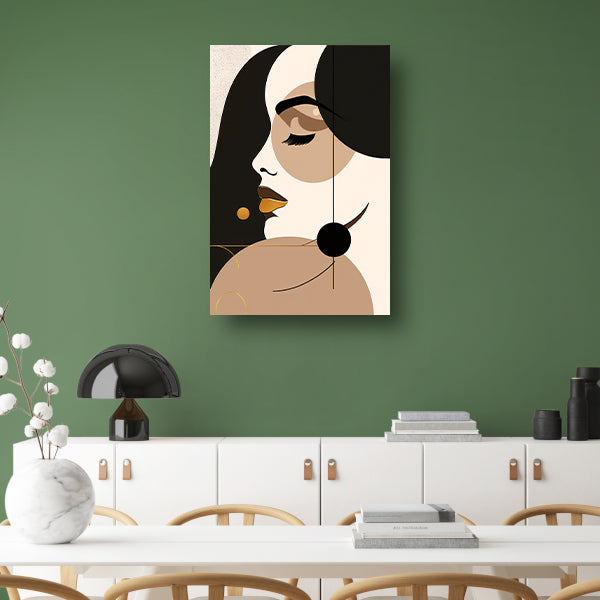 Abstracte Vrouwelijke Elegantie in Monochroom Goud canvas