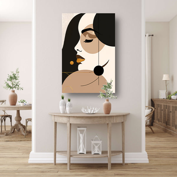 Abstracte Vrouwelijke Elegantie in Monochroom Goud canvas