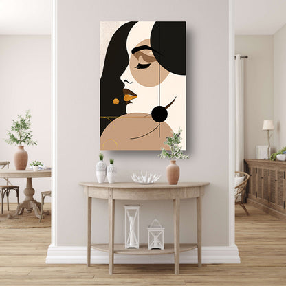 Abstracte Vrouwelijke Elegantie in Monochroom Goud canvas