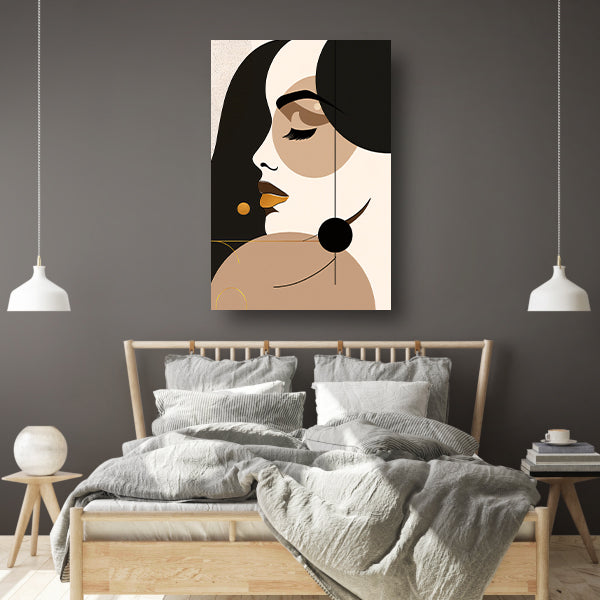 Abstracte Vrouwelijke Elegantie in Monochroom Goud canvas