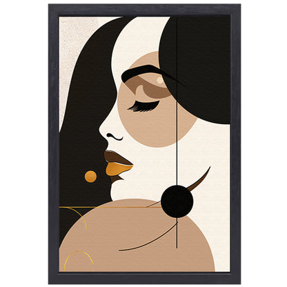 Abstracte Vrouwelijke Elegantie in Monochroom Goud canvas met baklijst