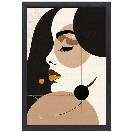 Abstracte Vrouwelijke Elegantie in Monochroom Goud canvas met baklijst