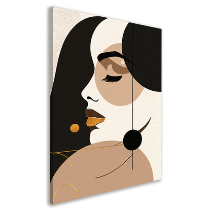 Abstracte Vrouwelijke Elegantie in Monochroom Goud canvas