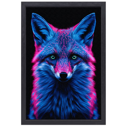 Bioluminescente vos met futuristische patronen canvas met baklijst