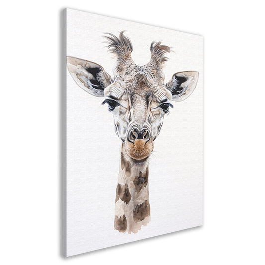 Gedetailleerd schilderij van een giraffe gezicht canvas