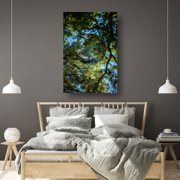 Glazen bol met bomen reflectie canvas