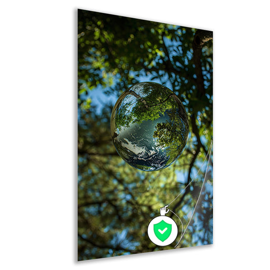 Glazen bol met bomen reflectie poster