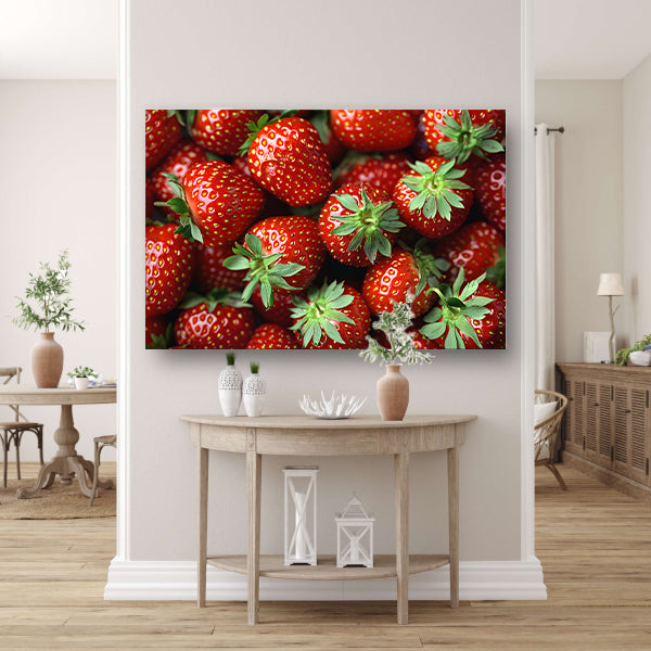 Schaal vol aardbeien canvas