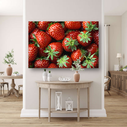 Schaal vol aardbeien canvas
