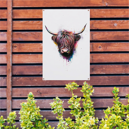 Explosie van Kleur: Abstracte Schotse hooglander tuinposter