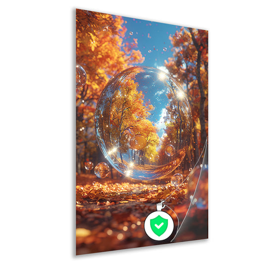 Herfstbol met Bomen in Bos poster