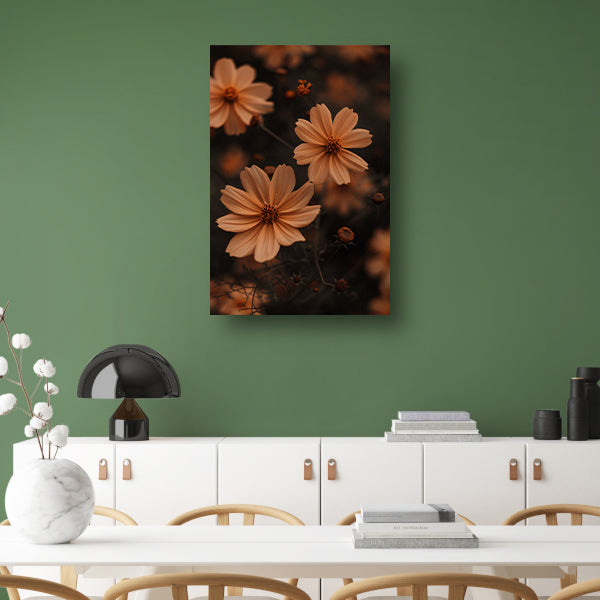 Close-up van bruine bloemen in de schemering poster